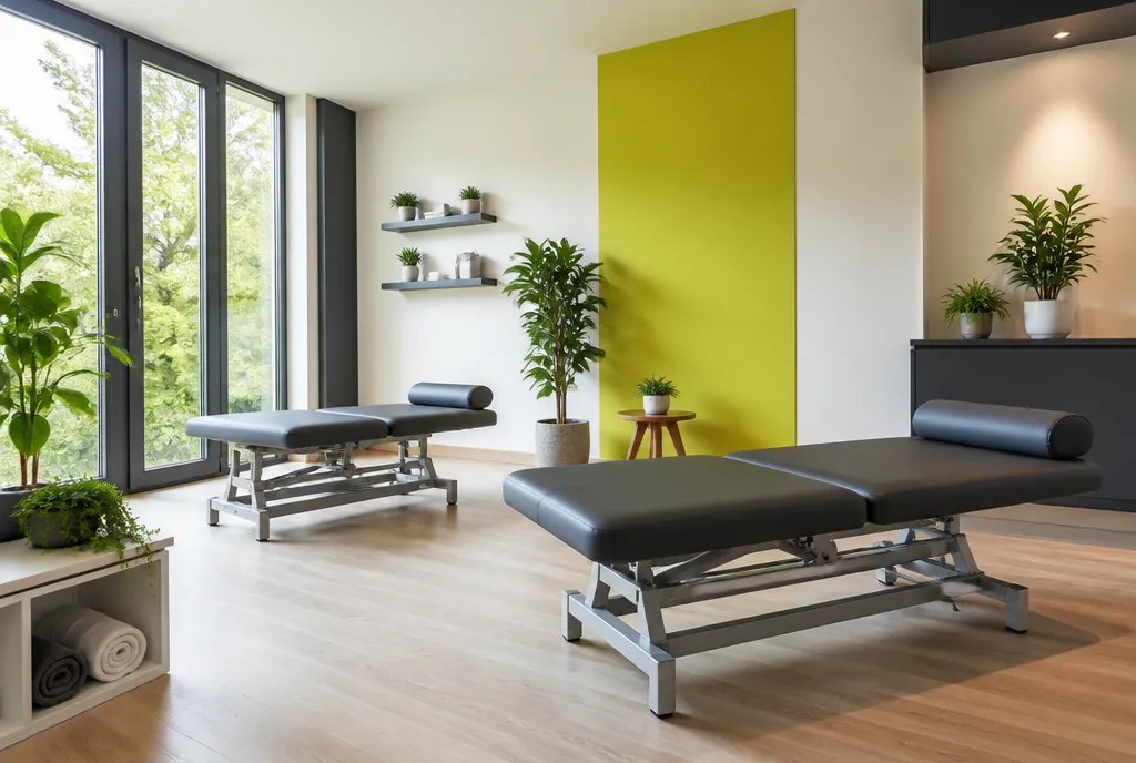 Bright, plant-filled treatment room at Easthill Physiotherapy